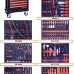 Cărucior Profesional pentru Scule cu 379 Piese, 8 Sertare, Negru/Portocaliu, cu Inserturi din Spumă