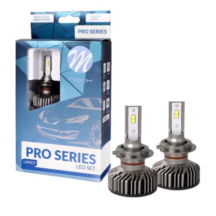 Set 2 becuri auto, M-Tech, Bec LED H7, 250%, Lumina alba, Noua generatie, Set seria Pro